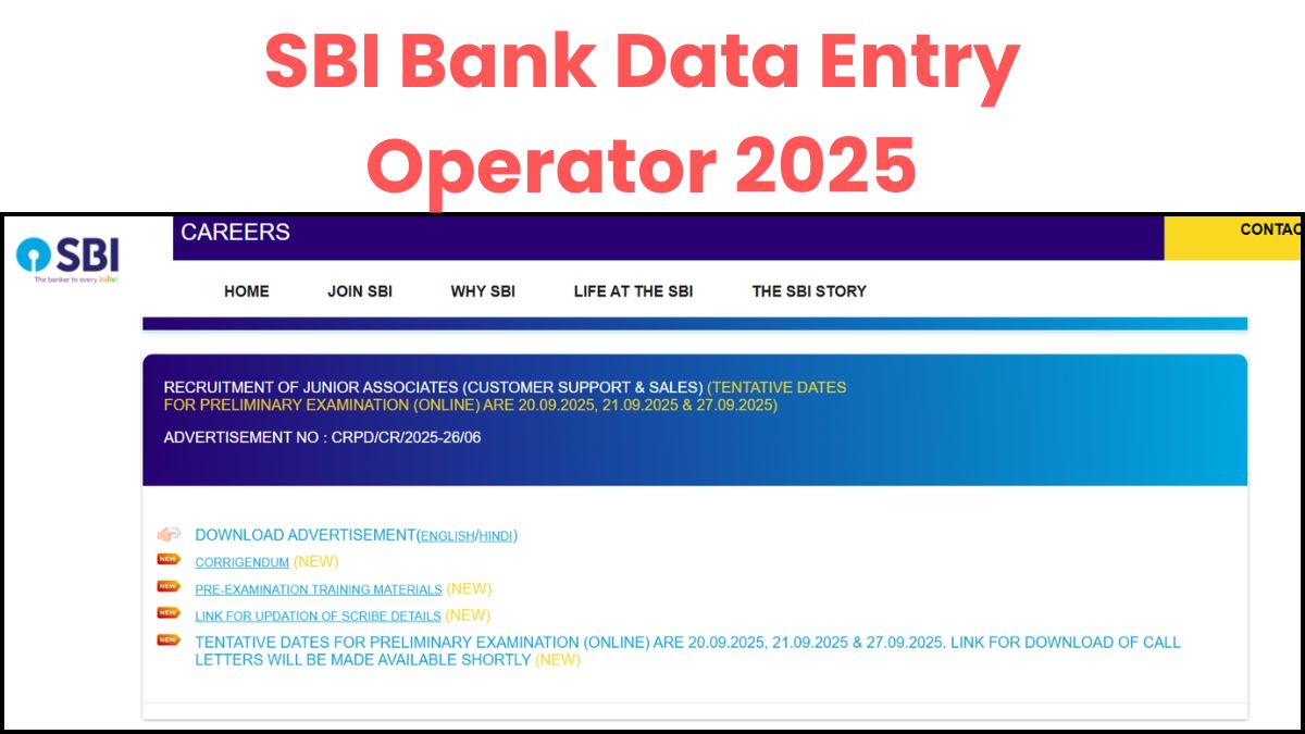 Read more about the article SBI Bank Data Entry Operator 2025 – Over 2000 Posts, No Exam, Work From Home Option for 12th Pass Candidates